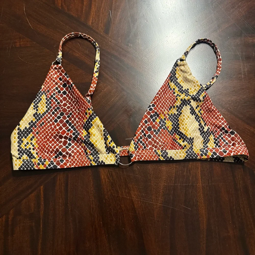 EUC Snake Print Triangle Bikini Top Adjustable Halter‎ Animal Print Medium